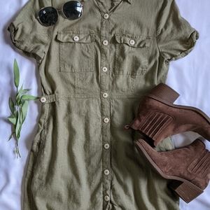 ❌SOLD❌ Green Linen Boutique Dress